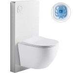 CERANO - Kompletní WC set Modul/Cesso - bílá lesklá - integrované WC tlačítko - pneumatický modul - 49x36 CER-979853