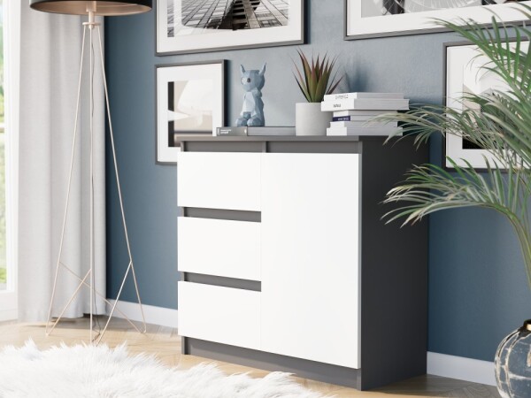 DumDekorace Komoda R-80-S3 se zásuvkami 80 cm - různé barevné varianty antracit mix bílá