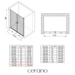 CERANO - Sprchové 2-křídlové dveře Antelo L/P - 6 mm - černá matná, transparentní sklo - 112x190 CER-432367
