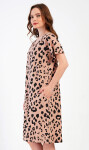 Dámské domácí šaty s krátkým rukávem Leopard béžová 1XL