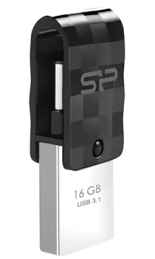 Silicon Power Mobile C31 16GB černá / Flash disk / USB 3.2 Gen 1 / USB-A + USB-C (SP016GBUC3C31V1K)