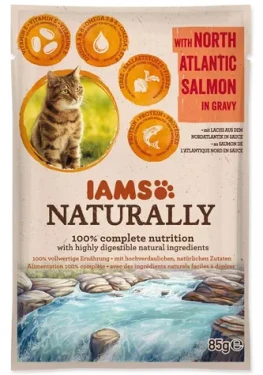 IAMS Naturally Adult losos v omáčce 85 g / Kapsička / pro dospělé kočky (1753-135175)