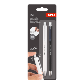 APLI nekonečná tužka stiskací, HB, 2 ks, blistr, mix barev