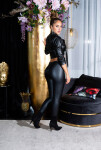 Sexy oříznutá halenka Kunstleder T2880 černá - Koucla UNI