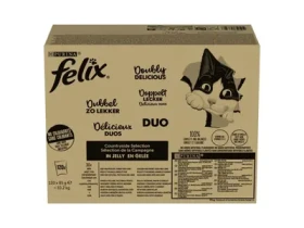 Purina Felix Fantastic Duo Mix 120x85 g / Kapsičky pro kočky / 4 příchutě (7613038576596)