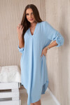 Šaty s výstřihem do V 88536 modré - Italian Fashion UNI