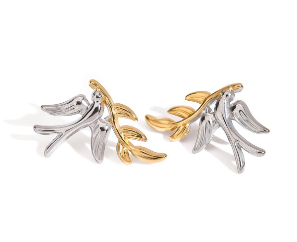 ELENYS Bird Harmony – pozlacené náušnice 18K žluté zlato