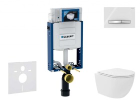 GEBERIT - Kombifix Set předstěnové instalace, kompaktního klozetu Oudee Vortex a sedátka softclose, tlačítko Sigma50, chrom/alpská bílá SANI15CA3138