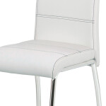 Jídelní židle, potah bílá ekokůže, černé prošití, kovová čtyřnohá chromovaná pod