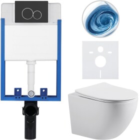 CERANO Kompletní WC set Profi/Cesso - bílá lesklá - WC tlačítko Duo/Černá matná - pro zazdění - 49x36 cm - 8050BD84334