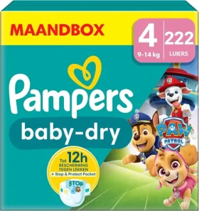 Pampers Baby Dry Paw Patrol 9-14kg (222 ks) / plenkové kalhotky / velikost 4 (9-14kg) (8700216146715)