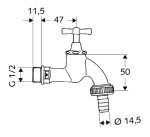 Schell Zahradní ventil 1/2" x 3/4" 034050399 matný chrom 0340503