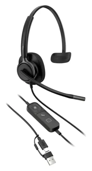 HP Poly Mission 415 černá / Sluchátka s mikrofonem / Kabelové / Potlačení hluku / USB-C, USB-A (C01A9A6#AC3)