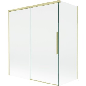 MEXEN/S - Rox vanová zástěna 2-křídlová posuvná 140 + 70 x 150, transparent, zlatá kartáčovaná 8C9-140-070-55-00