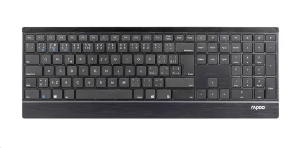 Rapoo E9500M Multi-mode černá / bezdrátová klávesnice / 2.4 GHz / BT 3.0 a 4.0 / ultra-tenká / Nano USB / 2x AA baterie (6940056189547)