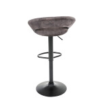 Židle barová, hnědá sametová látka, černá podnož