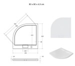 BESCO - Čtvrtkruhová sprchová vanička AXIM - STONE EFFECT - Barva - Stone efect, Rozměr B - 80, Rozměr C - 80 VANKAXIM80SR55