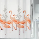 Spirella sprchový závěs FLAMINGO bílý / 180 x 200 cm / polyester