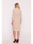 S415 Košilové šaty vázané v pase - béžové EU XXL