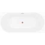 MEXEN/S - Silo volně stojící rohová vana pravá reliéf 150 x 75, bílá/černá, sifon a přepad měď kartáčovaná 52891507575P-65