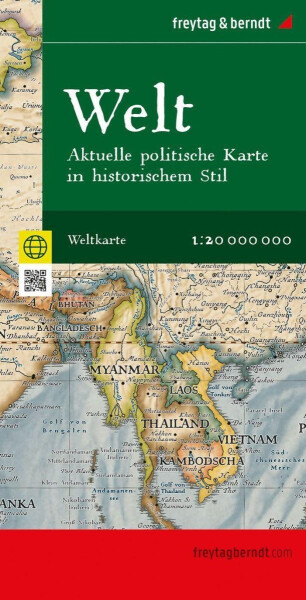 Mapa světa 1:20 000 000 / aktuální mapa v antickém stylu