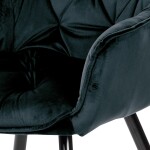 Jídelní židle, potah modročerná sametová látka, kovová 4nohá podnož, černý lak