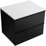 CERANO - Koupelnová skříňka Velora - černá matná, úchytka černá + deska z lit. mramoru Elanys - 12 mm - bílá matná - 60x54,2x46,5 CER-679428