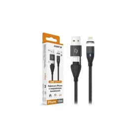 Aligator Datový kabel MAGNETIC 3A 30W / USB-C+USB/Lightning 1,5m (DATKP67)