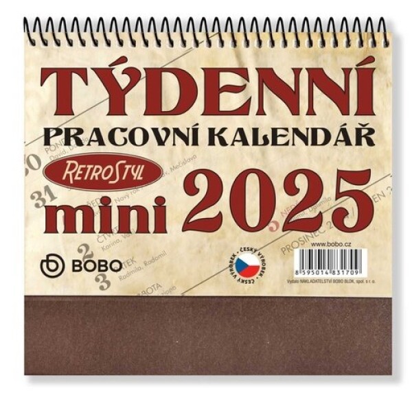 BOBO Pracovní kalendář MINI Retro 2025