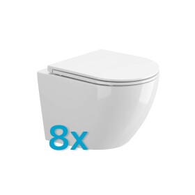 Mereo WC závěsné kapotované, RIMLESS, 490x370x360, keramické, vč. sedátka CSS123, 8ks VSD82SAKCE8
