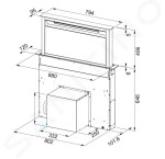 FRANKE - Mythos Vestavný odsavač par do pracovní desky FDW 908 IB XS, výsuvný, šířka 88 cm, černé sklo/nerez 110.0365.588