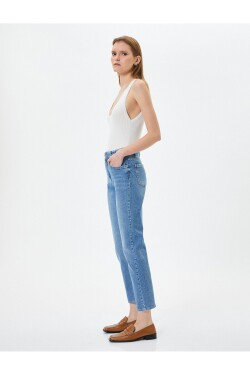 Koton Прямі джинси зі стандартною талією бавовняна еластична кишеня Eve Slim Jean