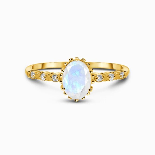 Royal Fashion prsten 14k zlato Vermeil GU-DR23095R-YELLOWGOLD-MOONSTONE-TOPAZ Velikost: 10 (EU: 61-63)
