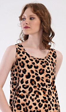 Dámské domácí šaty s tříčtvrtečním rukávem Leopard hnědá M
