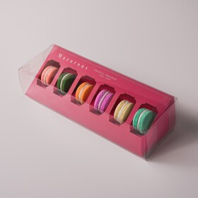 Cake star Elegantní krabička na makronky růžová 23x9,8cm na 6ks balení 20ks