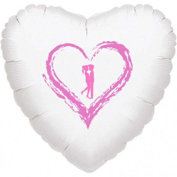 Srdíčko balónek bílý fóliový se srdíčkem a panáčky balonky.cz Srdíčko balónek bílý fóliový se srdíčkem a panáčky balonky.cz