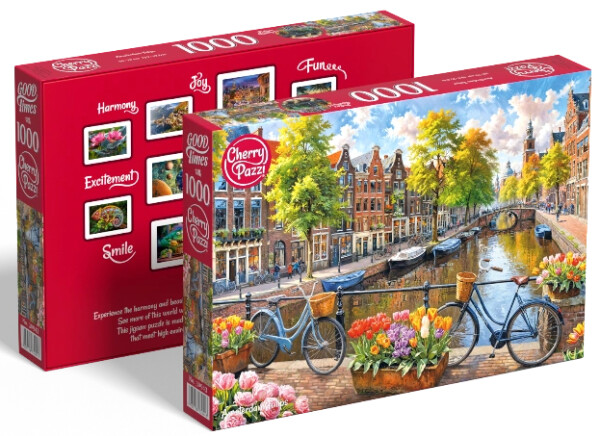 Puzzle Cherry Pazzi 1000 dílků - Amsterdam a tulipány