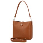 Luxusní dámská kožená kabelka na rameno Bertha, koňaková