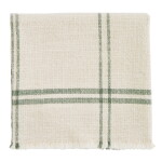 MADAM STOLTZ Bavlněná utěrka Checked Ecru/ Green 50 × 70 cm, krémová barva, textil