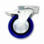 Kolečko pojezdové, 125mm, otočné+brzda, tvrdá pryž-modrá, 180kg