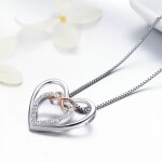 Stříbrný náhrdelník se zirkony Dolores - stříbro 925/1000, srdce, Stříbrná 45 cm