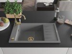 MEXEN/S - Elias granitový dřez 1-miska včetně baterie Carla, šedá 6511-71-670700-50