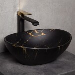 KERRA - Umývadlo na desku KR-707 mramorové (černozlaté) 5907548117533