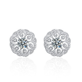Royal Fashion stříbrné náušnice HA-XEA005-SILVER-MOISSANITE