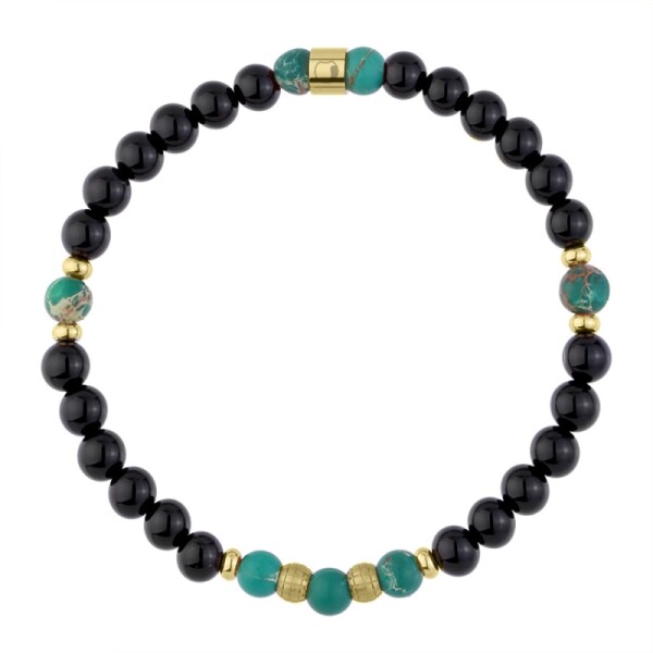 Korálkový pánský náramek - 6 mm Onyx, zelený Jaspis, Zelená 21 cm