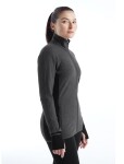 Dámská merino mikina, zip ICEBREAKER Wmns Descender LS Zip, Jet Heather/Black velikost: XL