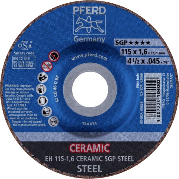 PFERD TOOLS EH 115-1,6 CERAMIC SGP STEEL 61300115 řezný kotouč lomený 115 mm 25 ks ocel