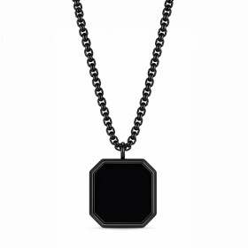 Pánský náhrdelník Fabiano Black - černý onyx, chirurgická ocel, Černá 60 cm
