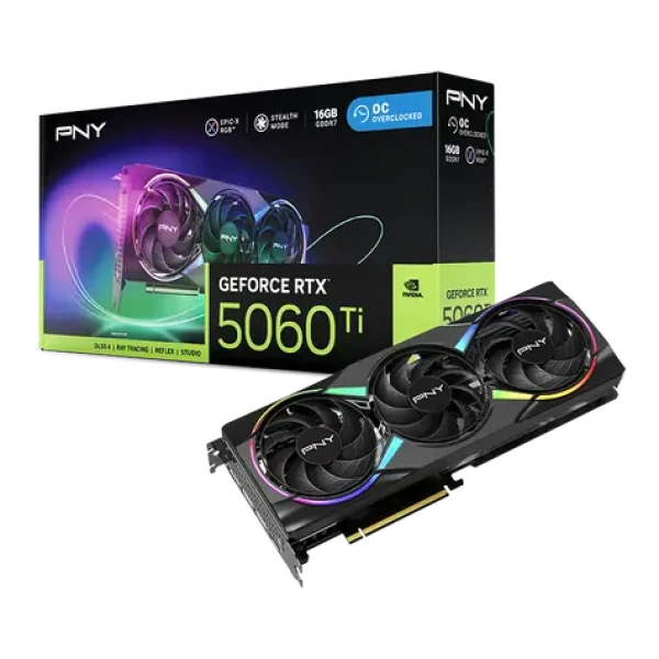 PNY GeForce RTX 5060 Ti ARGB Epic-X OC 16GB / 2407 - 2692Mhz / 16GB GDDR7 / 128bit / 1x HDMI + 3x DP / 600W (8) (VCG5060T16TFXXPB1-O)