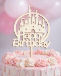 Dortisimo Zápich do dortu dřevěný Happy Birthday s hradem